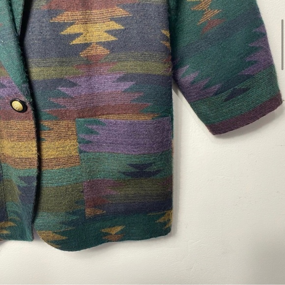 Vintage 90s Southwestern Aztec Blazer Semi-Structured Small - Picture 9 of 14